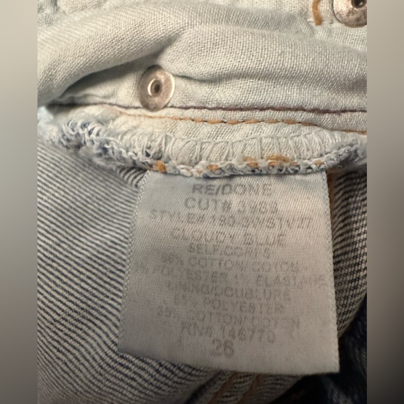 REDONE High Rise Stove Pipe Straight Leg Unfinished Hem Women’s Shorts Size 26 - Picture 15 of 15